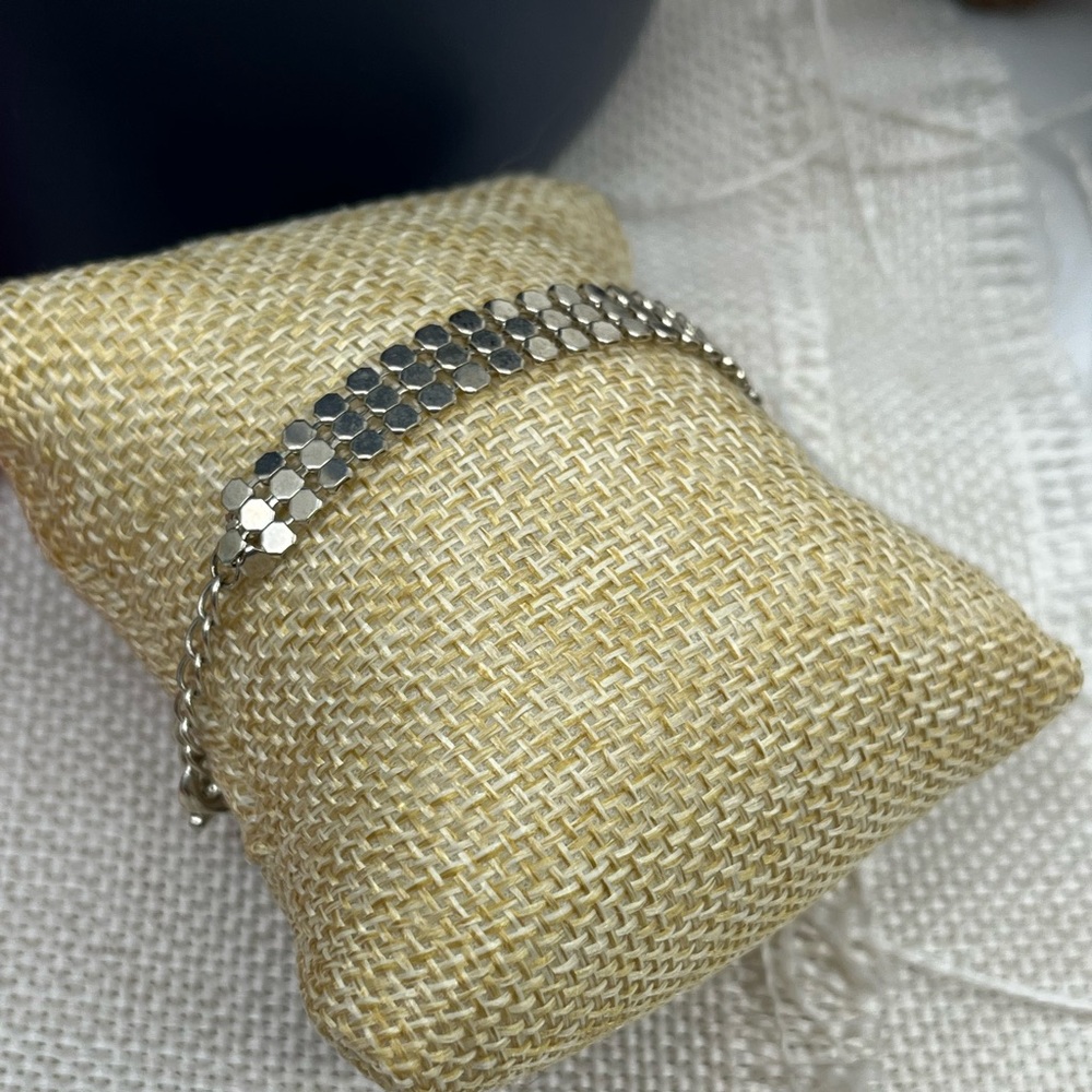 Vintage Silver-Tone Adjustable Mesh Bracelet - Picture 6 of 17